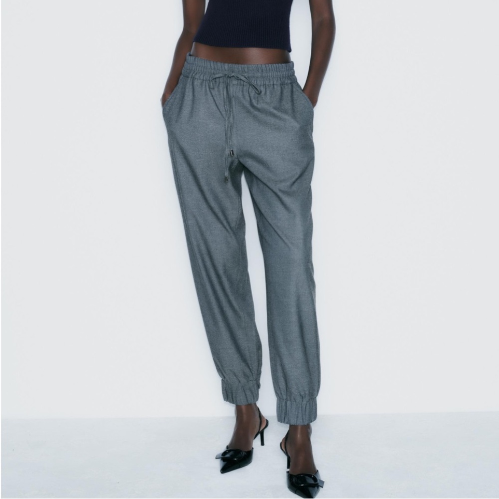 NWT SMALL Zara Blue cuffed hem jogging pants
